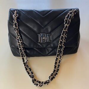 Badgley Mischka Black Faux Leather Chain Shoulder Bag